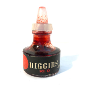 Ink Bottle, Higgin's, Red Drawing Ink