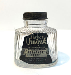 Ink Bottle, Art Deco, Parker Permanent Black 1932- empty