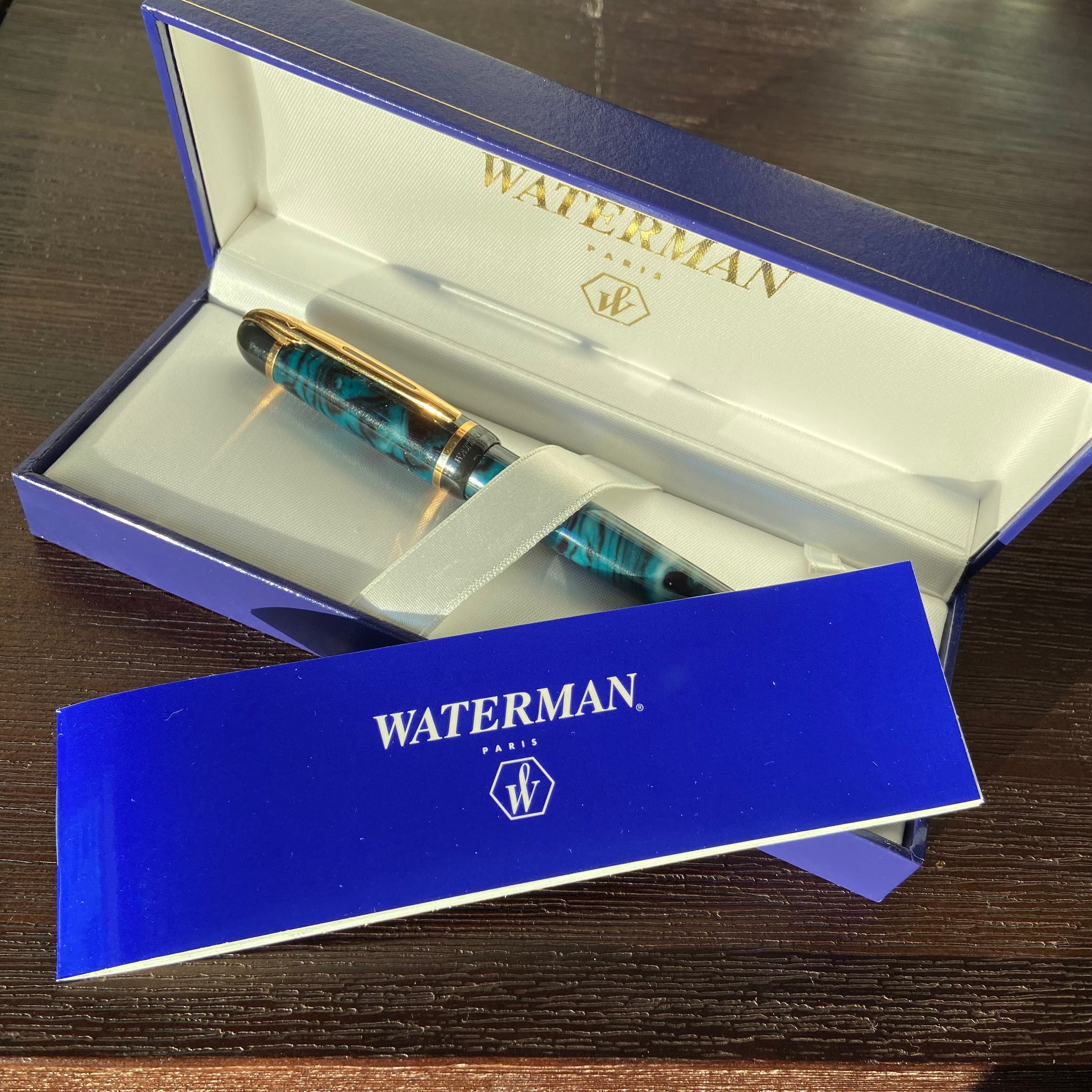 Waterman green marble ballpoint pen Clearance