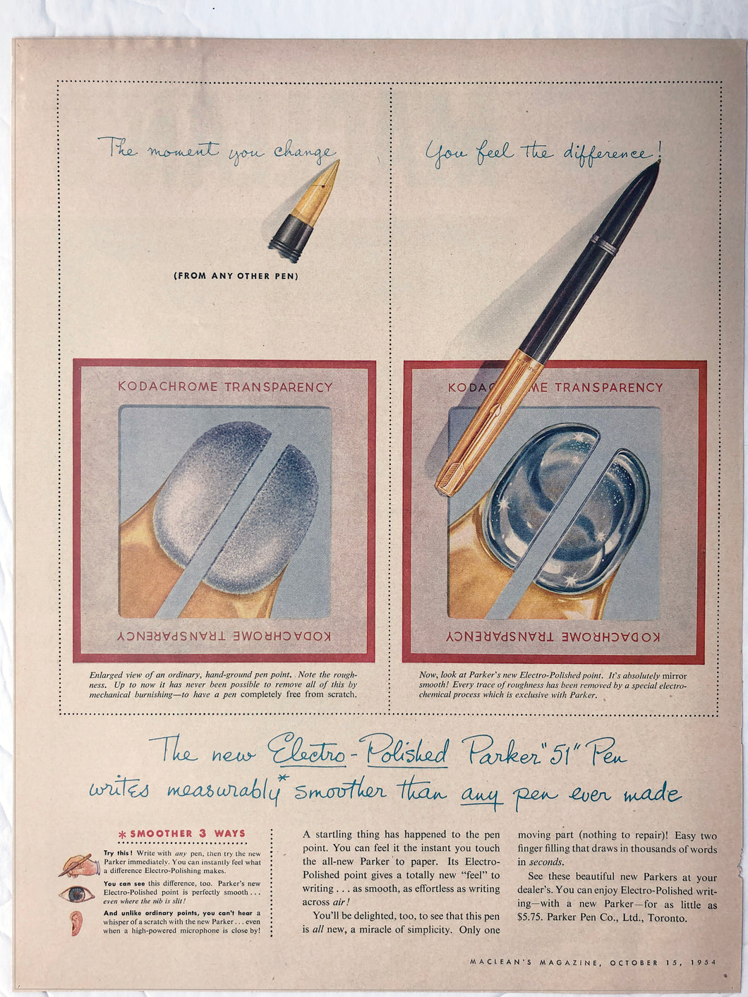 Parker 51, new Electro=-Polished, MacLean's October 15, 1954