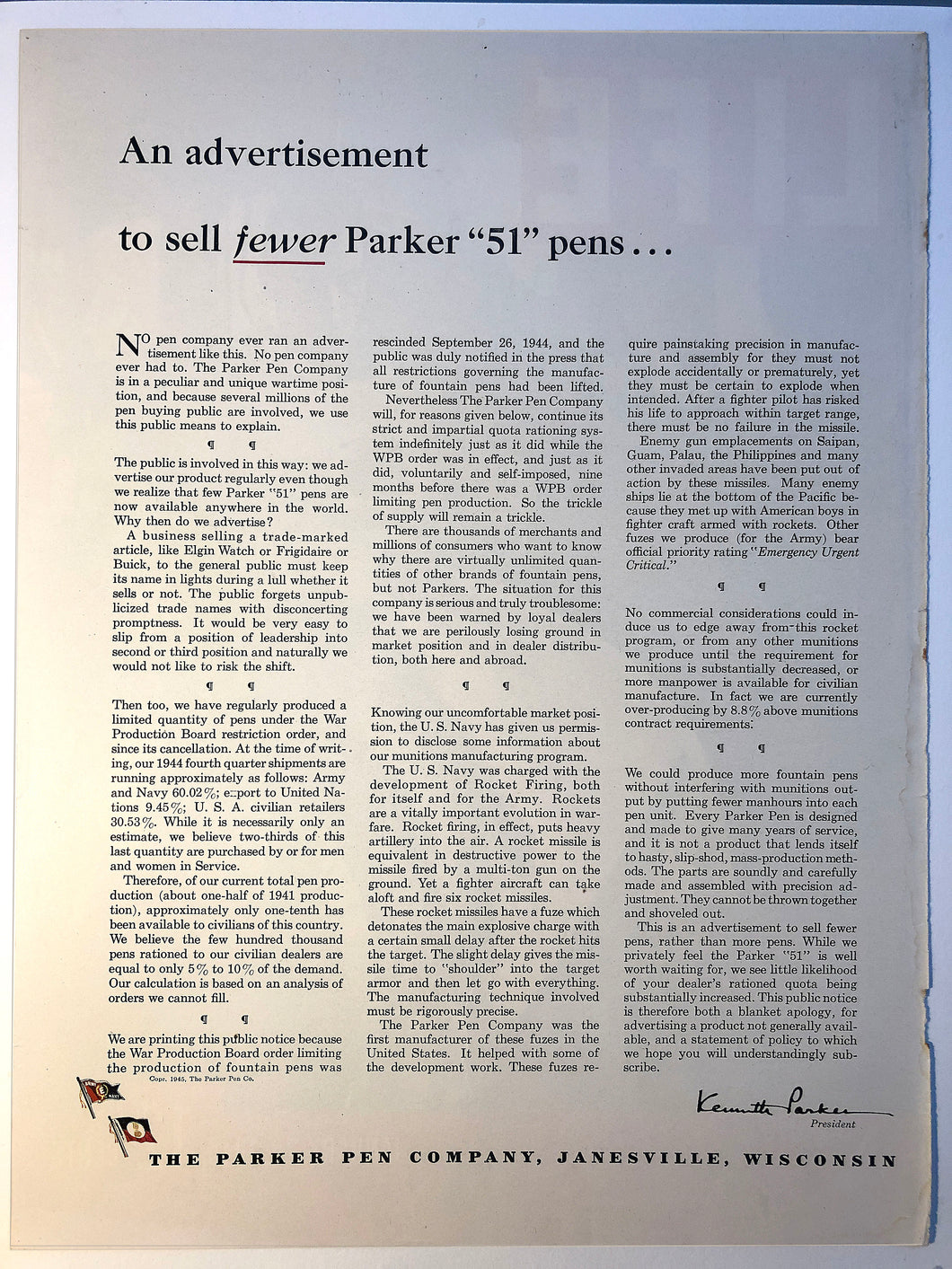 Parker 51, article, Life Magazine, January 29,1945