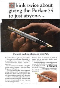 Parker 75, Solid Sterling Silver, copr. 1965