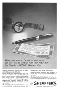 Sheaffer's LIFETIME, Black & White ad, Copr. 1963