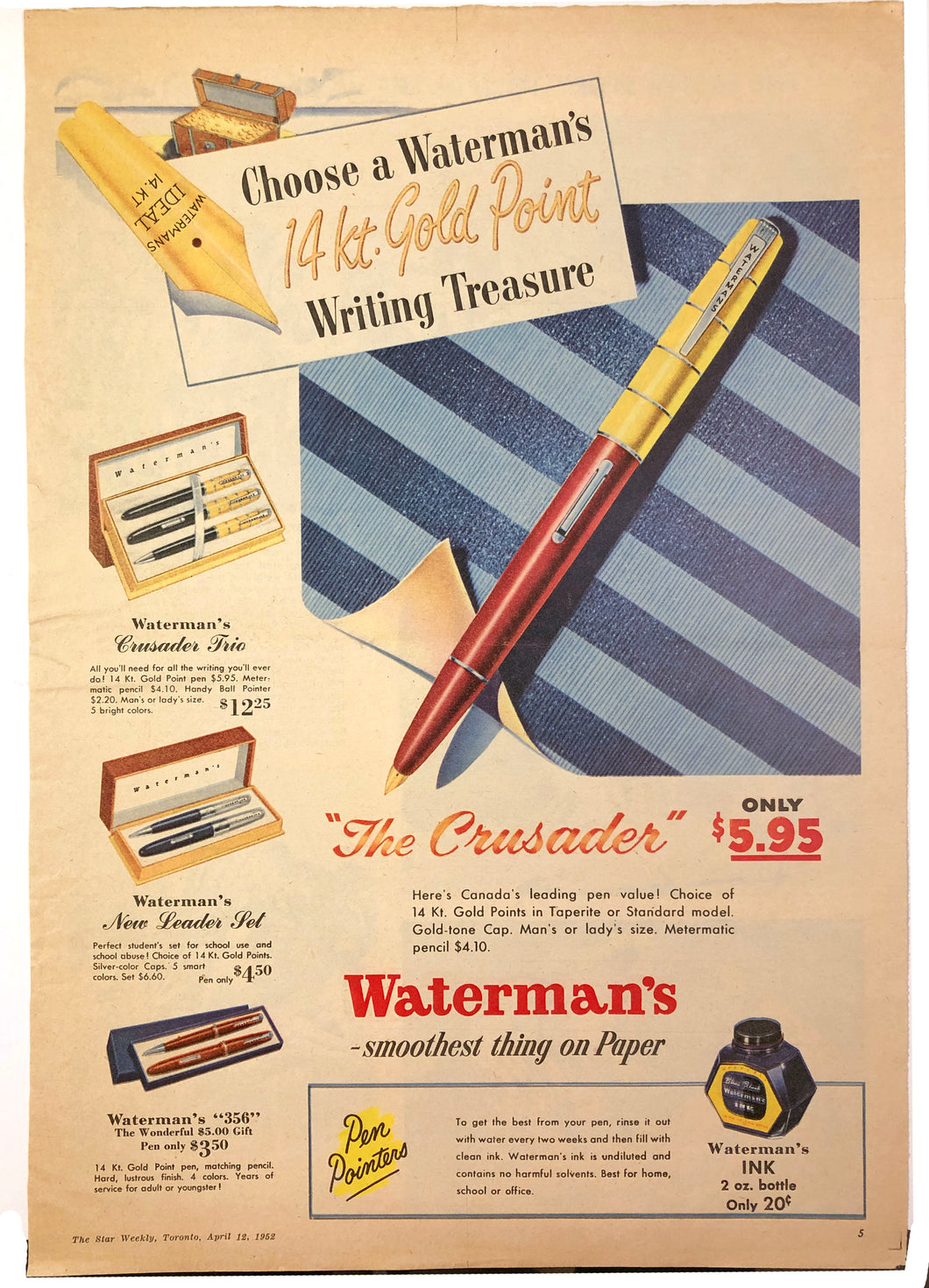 Waterman's Crusader, The Star Weekly, Toronto, April 12,1952