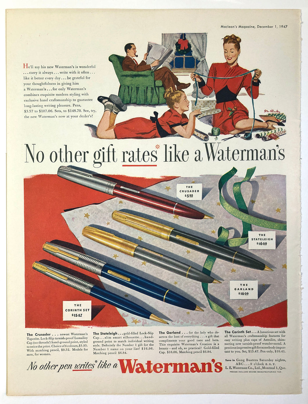 Waterman's Taperite, Maclean's Magazine, December 1, 1947